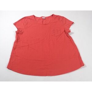 Croft & Barrow Sleep Shirt Womens L Coral Pink Eyelet Lace Trim Cotton Sleepwear